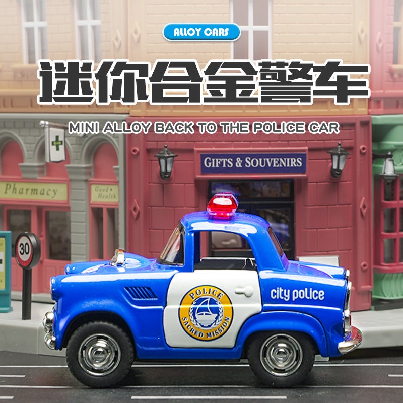 Alloy Police Car Toy Simulation Sound And Light Car Model Children'S Pull Back Toy Car 3-Year-Old Boy School Gift - Image 2