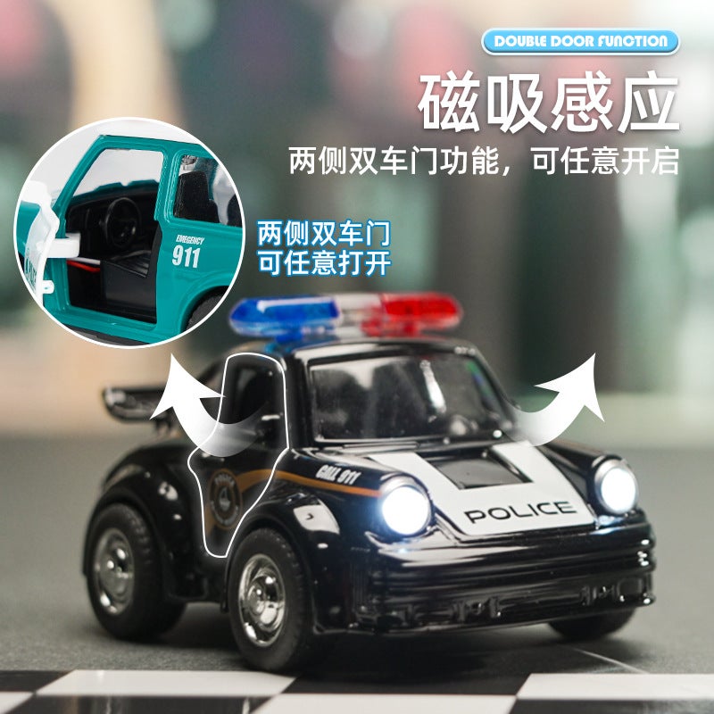 Alloy Police Car Toy Simulation Sound And Light Car Model Children'S Pull Back Toy Car 3-Year-Old Boy School Gift - Image 5