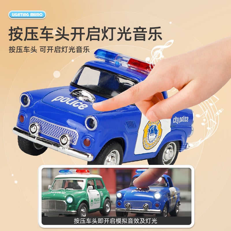 Alloy Police Car Toy Simulation Sound And Light Car Model Children'S Pull Back Toy Car 3-Year-Old Boy School Gift - Image 4
