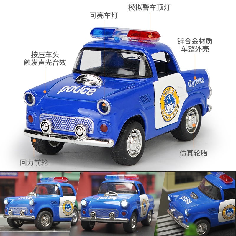 Alloy Police Car Toy Simulation Sound And Light Car Model Children'S Pull Back Toy Car 3-Year-Old Boy School Gift - Image 3