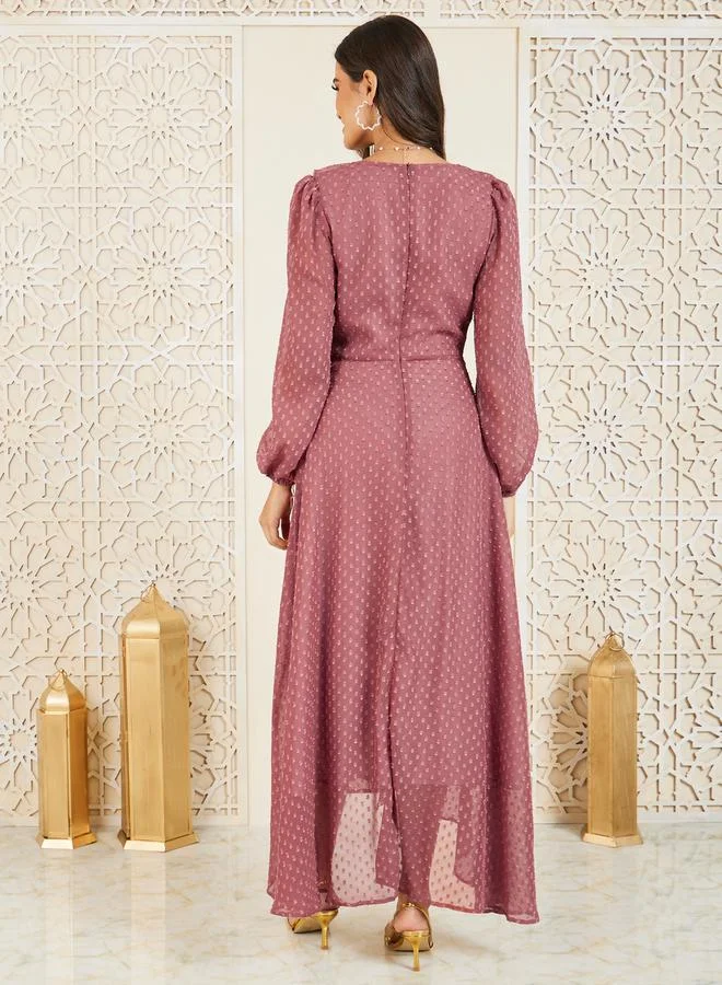 Styli Ruffled Chiffon Midi Dress