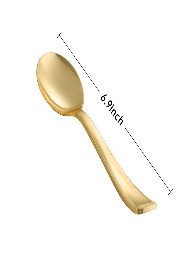 N9R 72Pcs Gold Plastic Spoons - Solid, Durable, Heavy Duty Gold Plastic Silverware - Disposable Cutlery for Parties, Weddings and Dinner - Image 4