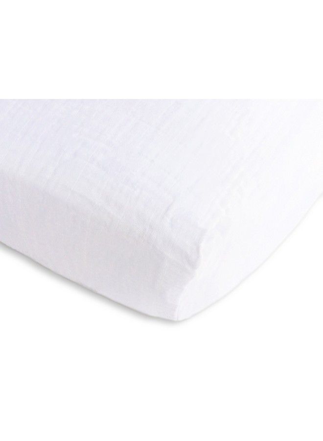 SwaddleDesigns Softest Cotton Muslin Fitted Crib Sheet/Toddler Sheet For Baby Boy & Girl Pure White - Image 1