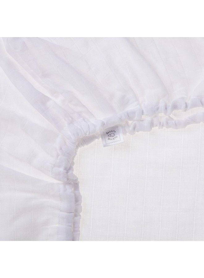 SwaddleDesigns Softest Cotton Muslin Fitted Crib Sheet/Toddler Sheet For Baby Boy & Girl Pure White - Image 5
