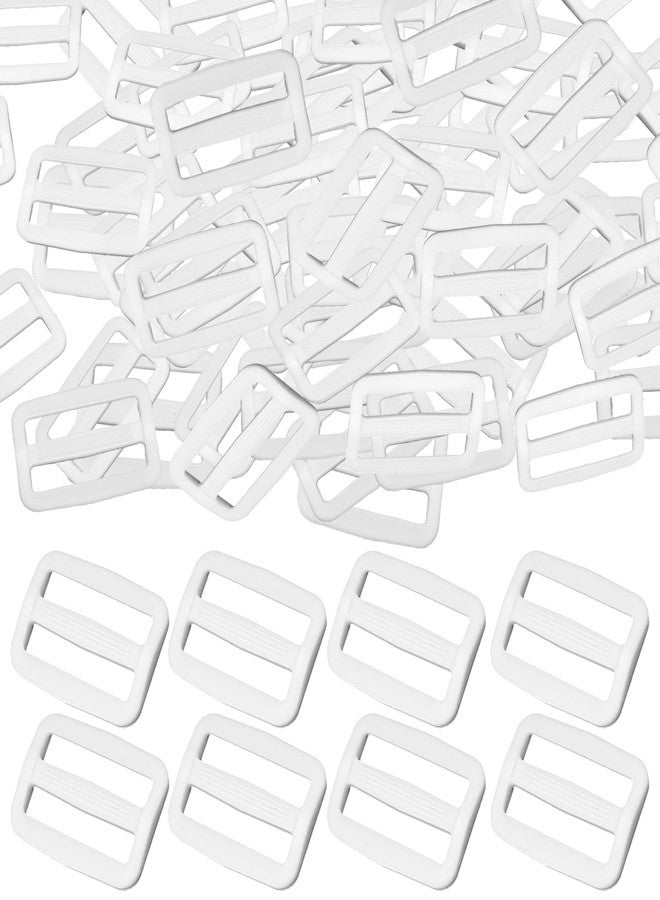 BuleVina 50pcs White Tri-Glides Slide 1 Inch Parachute Buckle Adjuster, Plastic Button Fastener for Adjustable Webbing Slider Replacement, Belt Strap Backpack Bag Sewing DIY Craft, Rifle Sling, Dog Collar - Image 1