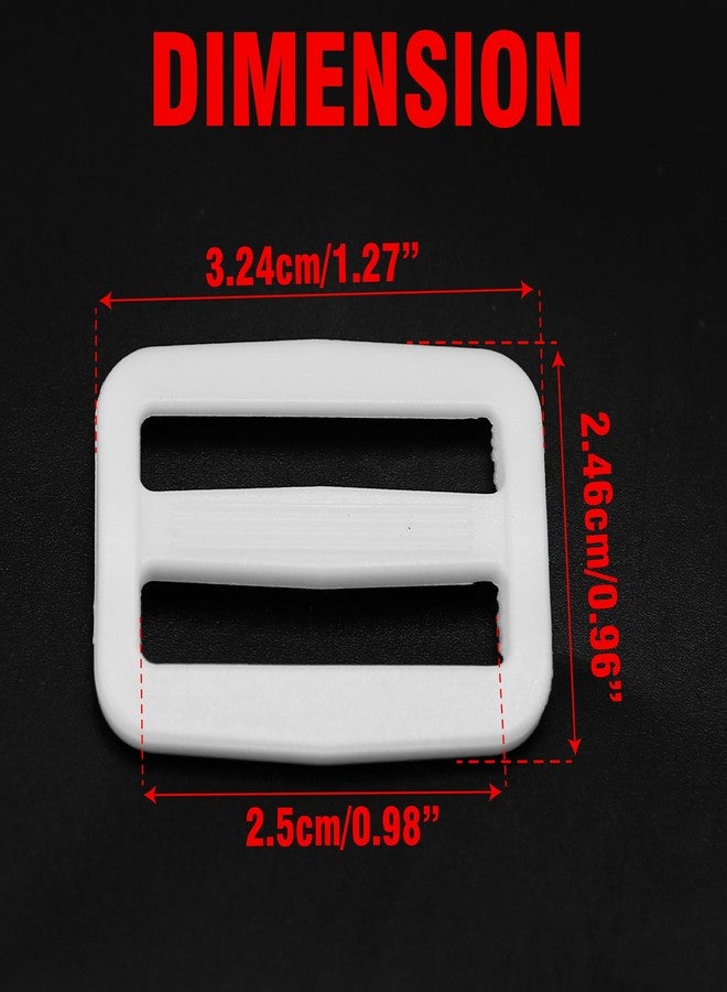 BuleVina 50pcs White Tri-Glides Slide 1 Inch Parachute Buckle Adjuster, Plastic Button Fastener for Adjustable Webbing Slider Replacement, Belt Strap Backpack Bag Sewing DIY Craft, Rifle Sling, Dog Collar - Image 2