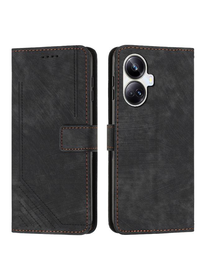 اس-توب جراب هاتف Realme 10 Pro+ 5G من الجلد بتصميم مخطط مع حبل تعليق - Image 2