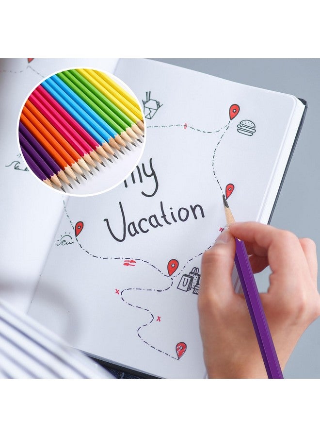 تيكيونايت 60 قطعة من أقلام الرصاص Hb #2 غير المبررة ذات العلبة الخشبية مع ممحاة، أقلام رصاص سداسية الشكل لطيفة من الجرافيت رقم 2 للكبار كهدية للامتحانات المدرسية والمكتبية والرسم والتعلم (ألوان قوس قزح، أخضر) - Image 5