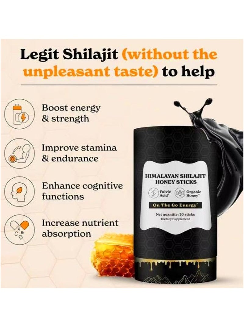 Shilajit RX Himalayan Shilajit Honey Sticks with Saffron – Organic Raw Honey Infused with Pure Saffron & Shilajit, Boost Energy, Strength, Stamina & Cognitive Functions, 30 Sticks (30-Day Supply), 85+ Trace Minerals & 75%+ Fulvic Acid - Image 3