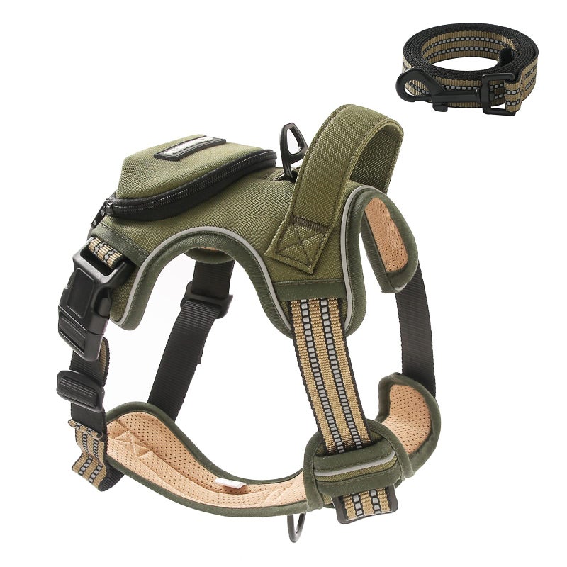 BUMBIN No Pull Dog Harness for Small Dogs, Adjustable No Choke Pet Vest with Dog Leash Fit Smart Reflective Pet Walking Harness for Training Easy Control Soft Handle Green S - Image 1
