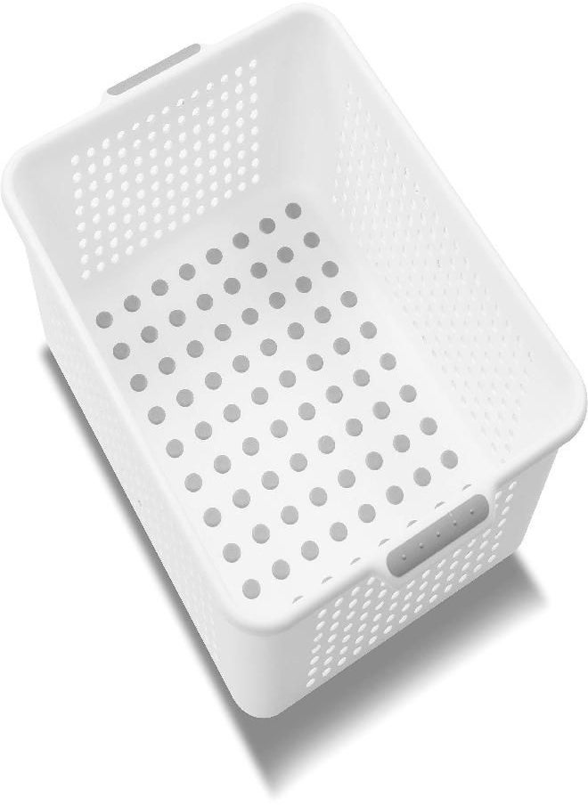 Madesmart Madesmart Plastic Multipurpose Storage Basket with Handles, Portable Under Sink and Cabinet Organizer Storage Bin, Medium, White  - Image 1
