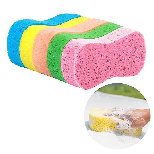 SteelFever 5 Pack Car Wash Sponges, 8.7" x 4.4" x 1.8" Multi-Functional Large Cleaning Sponges Kitchen Handy Wash Extra Thick Scrubber Kit - Image 1
