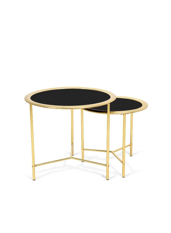 Pan Home Merika Nest Of Table Set Of 2 - Black And Gold  - Image 2