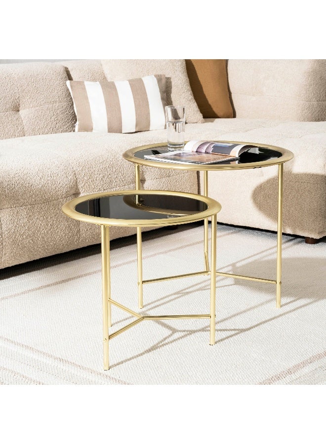 Pan Home Merika Nest Of Table Set Of 2 - Black And Gold  - Image 5