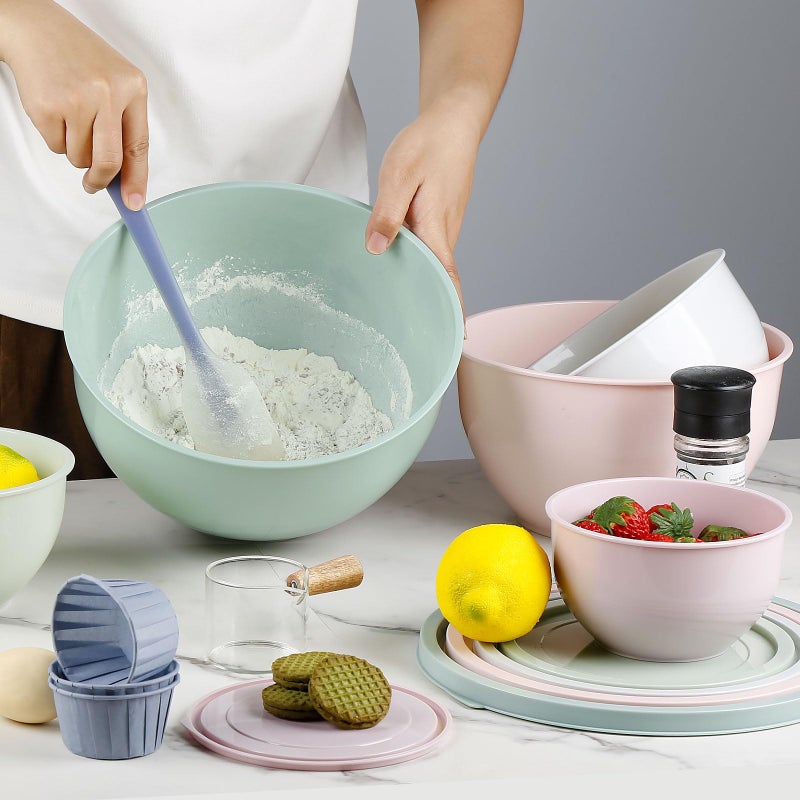 Greentainer Plastic Mixing Bowls with Lids Set for Kitchen, Nesting Bowls for Mixing, Baking, Prepping, Cooking and Serving Food, Mixing Bowls Dishwasher, Microwave Safe(Pink) - Image 4