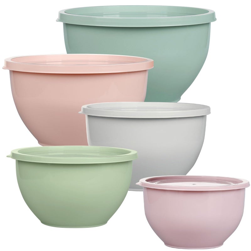 Greentainer Plastic Mixing Bowls with Lids Set for Kitchen, Nesting Bowls for Mixing, Baking, Prepping, Cooking and Serving Food, Mixing Bowls Dishwasher, Microwave Safe(Pink) - Image 1