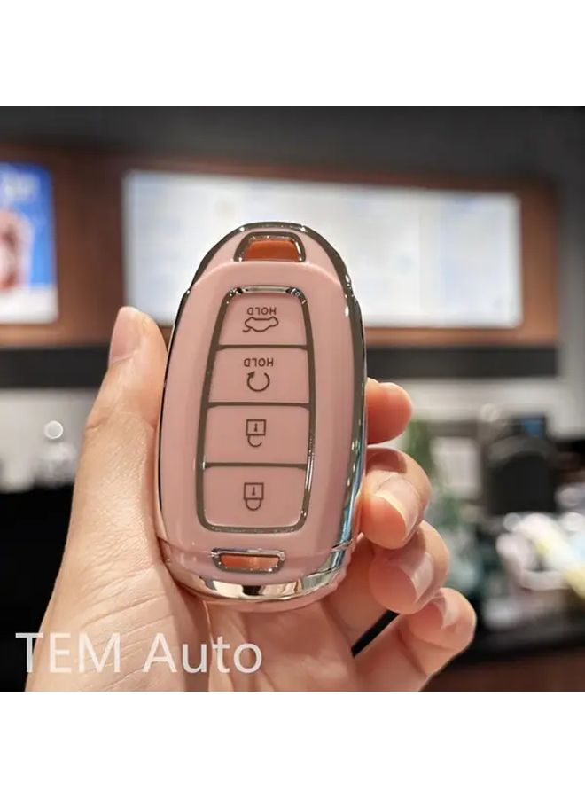 Pink TPU Key Fob Cover And Keychain Set For Hyundai Elantra Kona Palisade Venue Veloster Remote Protective Car Accessory - Image 4