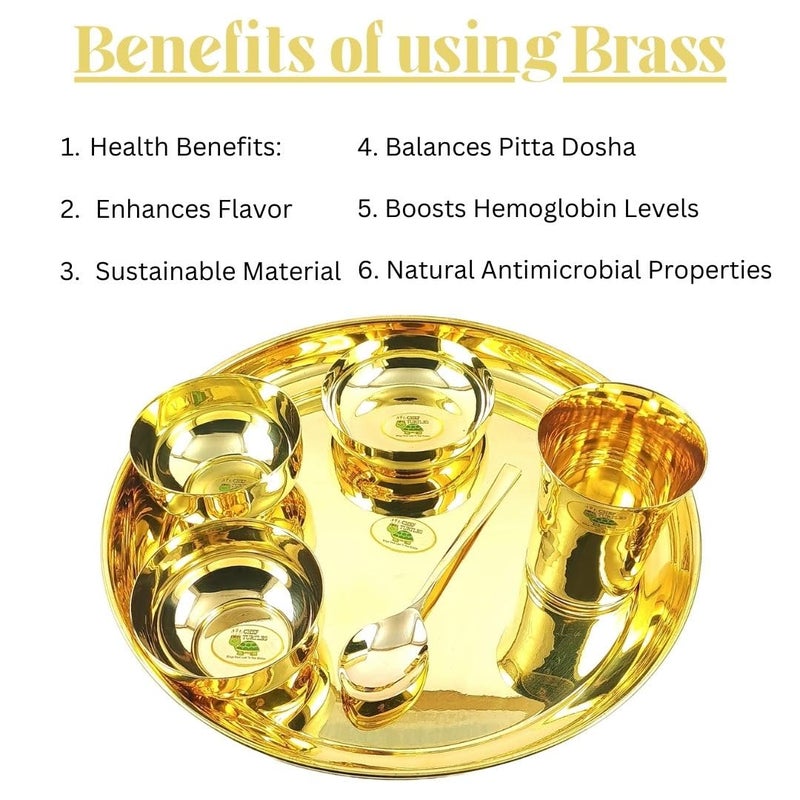 CHEF TURTLES طقم عشاء من 6 قطع من النحاس الأصفر من شيف تيرتلز - طقم طعام فاخر للفنادق والمطاعم وتناول الطعام في المنزل - 1 طبق طعام (12.5 بوصة)، 2 وعاء، 1 كوب، 1 طبق حلوى، 1 ملعقة. - Image 2