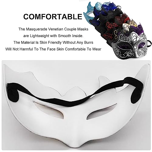 Ralleyfun Masquerade Mask for Men Vintage Greek Venetian Mask for Halloween Costume Party Prom Ball (Black+Purple) - Image 4