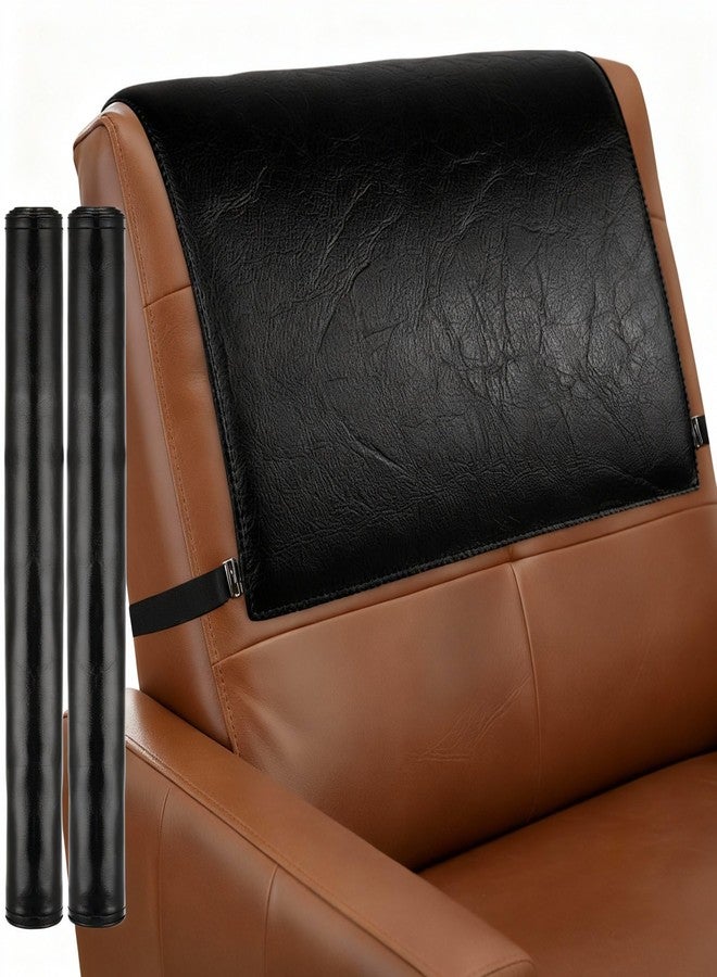 غطاء مسند رأس كرسي استرخاء مانع للانزلاق من جيلبروب، عبوة من قطعتين، مقاس 17 × 27 بوصة، أسود، مقاوم للماء، واقي مسند رأس الأريكة، غطاء مسند رأس جلدي قابل للغسل، مناسب للأثاث، غرفة المعيشة، كراسي المكتب - Image 1