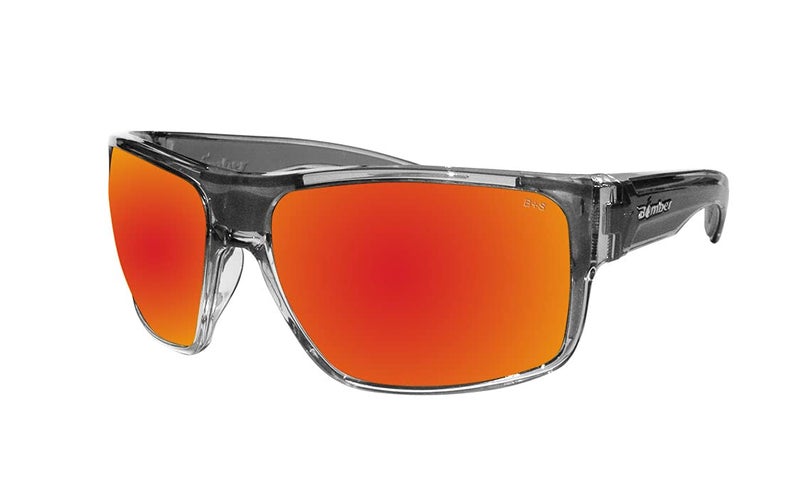 BOMBER MA104RMRF Safety Sunglasses for Men, 2-Tone Smoke Crystal frame, Red Mirror Polycarbonate Safety lens, Non-Slip foam lining, ANSI Z87+ Compliant, Safe for Rugged Activity - MA104RM - Image 1