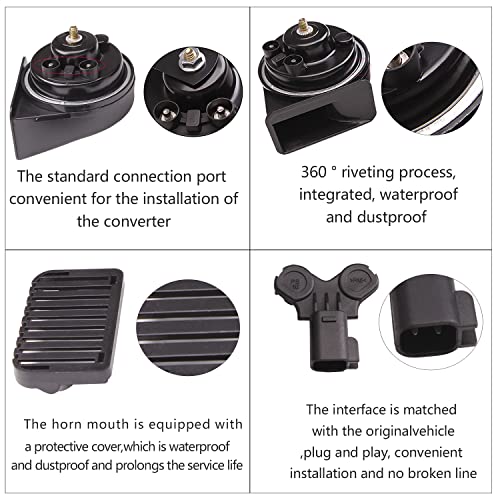 AOLIHAN Car Horn Loud Compatible with GM/Chrysler/Ford, 12V Waterproof Snail Horns 125db High/Low Tune (Horn with Plug for Ford) - Image 4