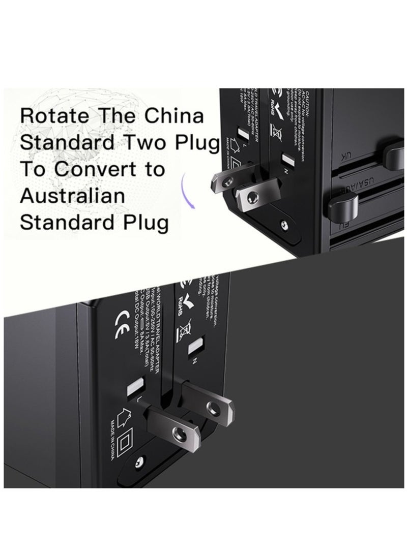 Yesido MC-10 3 USB + Type-C Ports Multi-function Universal Travel Adapter Plug (Black) - Image 3