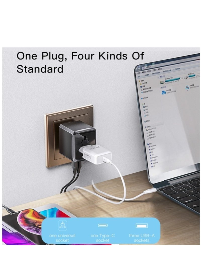 Yesido MC-10 3 USB + Type-C Ports Multi-function Universal Travel Adapter Plug (Black) - Image 4
