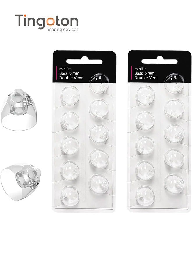 Tingoton Tingoton Hearing Aid Domes for Oticon MiniFit Double Vent Bass Domes: 2 Packs (6mm),Universal Domes for Oticon Hearing Aid Supplies  - Image 1