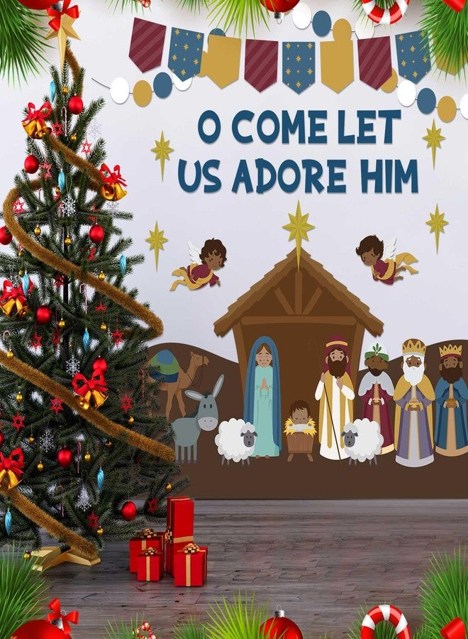 Containlol Christmas Nativity Bulletin Board Set Christian Christmas Classroom Decorations Religious O Come Let Us Adore Him Bulletin Board Cutouts for Holiday Sunday School Church Door Wall Decor - Image 4