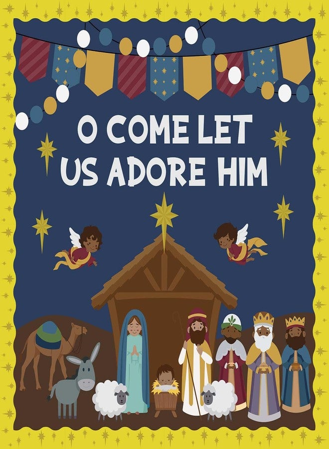 Containlol Christmas Nativity Bulletin Board Set Christian Christmas Classroom Decorations Religious O Come Let Us Adore Him Bulletin Board Cutouts for Holiday Sunday School Church Door Wall Decor - Image 1