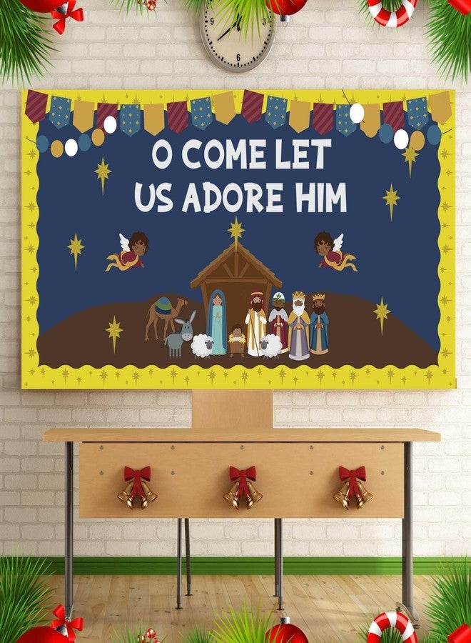 Containlol Christmas Nativity Bulletin Board Set Christian Christmas Classroom Decorations Religious O Come Let Us Adore Him Bulletin Board Cutouts for Holiday Sunday School Church Door Wall Decor - Image 5