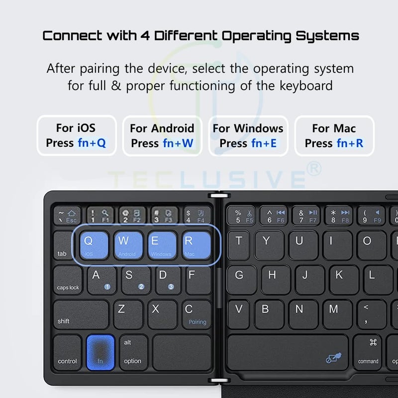 T TECLUSIVE Slim Leather Foldable Wireless Bluetooth Keyboard with Touchpad | Magnetic Folding Rechargeable Keyboard with Trackpad | Compatible for Laptop/Mac/iPhone iPad/Galaxy Tablet - Image 3