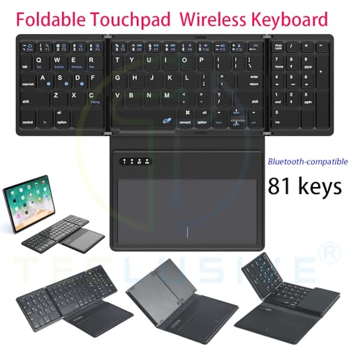 T TECLUSIVE Slim Leather Foldable Wireless Bluetooth Keyboard with Touchpad | Magnetic Folding Rechargeable Keyboard with Trackpad | Compatible for Laptop/Mac/iPhone iPad/Galaxy Tablet - Image 5