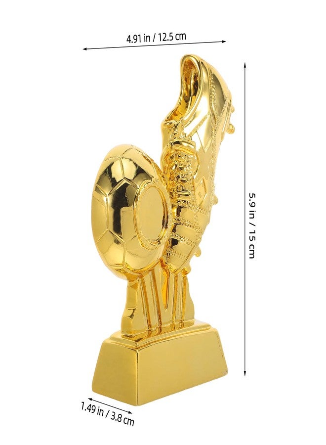 BESPORTBLE Gold Football Boot Trophy - Resin Soccer Award for Player Achievement - Youth Soccer Championship Trophy - Gold Plated Collectible for and Tournament, 6x5 Inch - Image 2