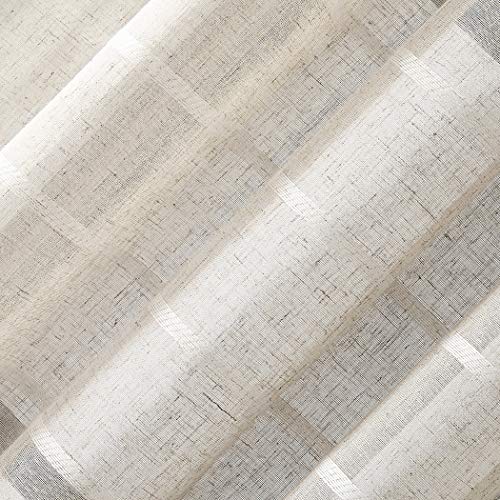 Clean Window Twill Stripe Anti-Dust Allergy/Pet Friendly Anti-Dust Sheer Curtain Panel, 52" x 63, White/Linen - Image 4