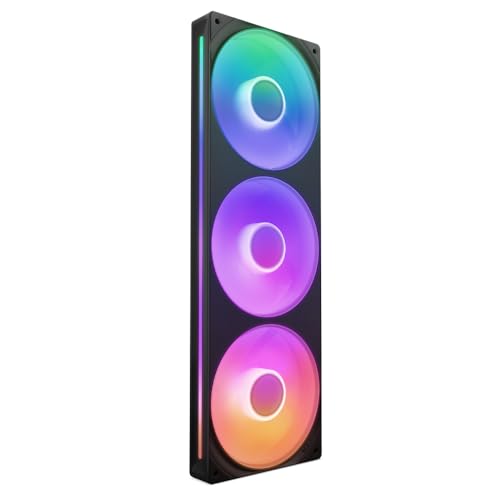 NZXT F360 RGB Core 360mm SingleFrame Fan Unit with 3 x 120mm RGB Fans Speed Lighting Control High Static Pressure Airflow Fluid Dynamic Bearings 8 aRGB LEDs Per Fan Black - Image 1