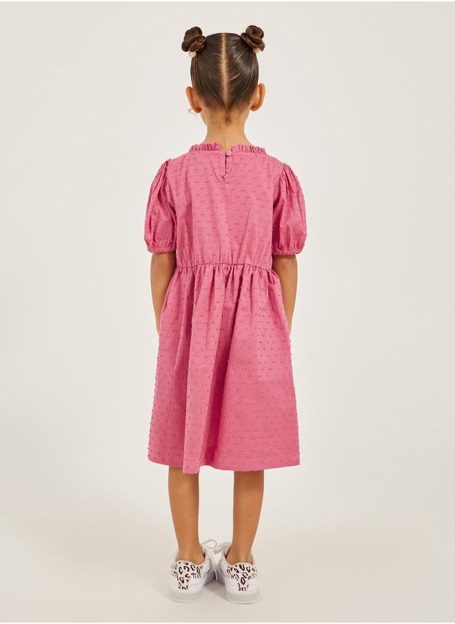 Styli Styli Embroidered Square Neck Lace Puff Sleeve Dress  - Image 4