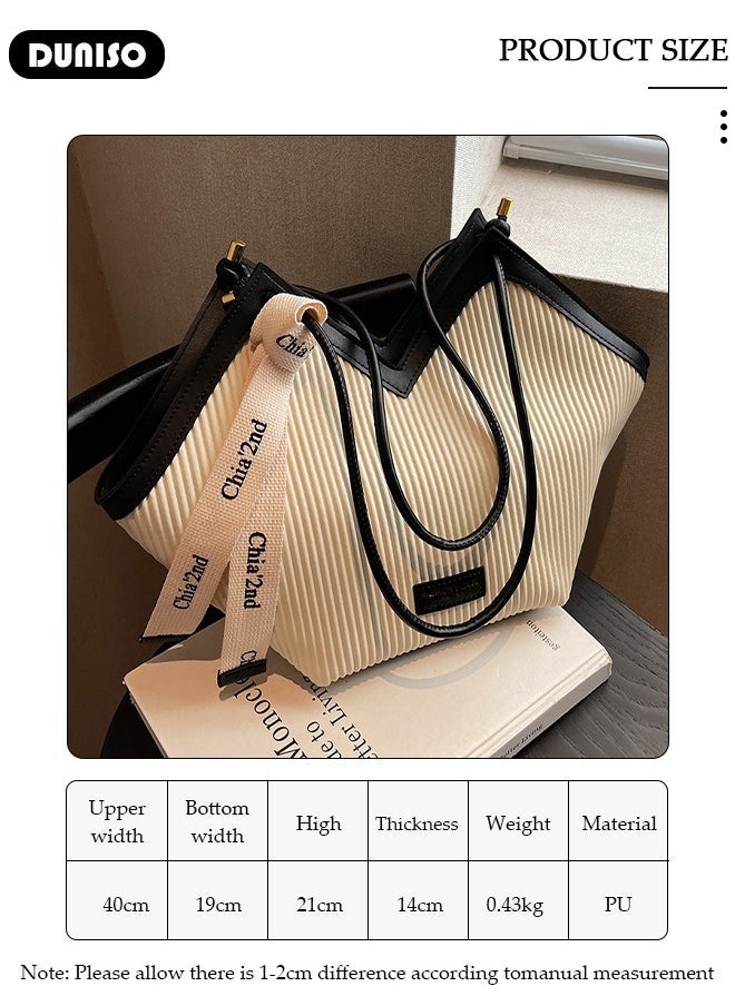 DUNISO Women's Shoulder Tote Bag Faux Leather Handbag for Women Large Capacity Work Bag Messenger Bag, Fashionable Travel Shoulder Bag for Ladies Girls College Students - Image 4