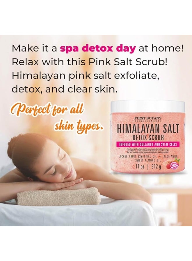 First Botany Himalayan Salt Body Scrub Natural Exfoliating Salt Scrub with Collagen and Stem Cells Moisturizing Body and Face Souffle Treatment - Image 3