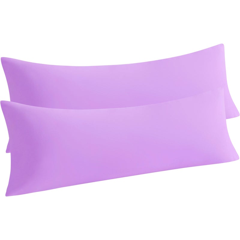 NTBAY Body Pillow Cases Set of 2  2 Pack Brushed Microfiber 20x54 Pillow Cases  Soft  Wrinkle  Fade  Stain Resistant Light Purple Pillow Cases with Envelope Closure  20x54 Inches  Ligt Purple - Image 1