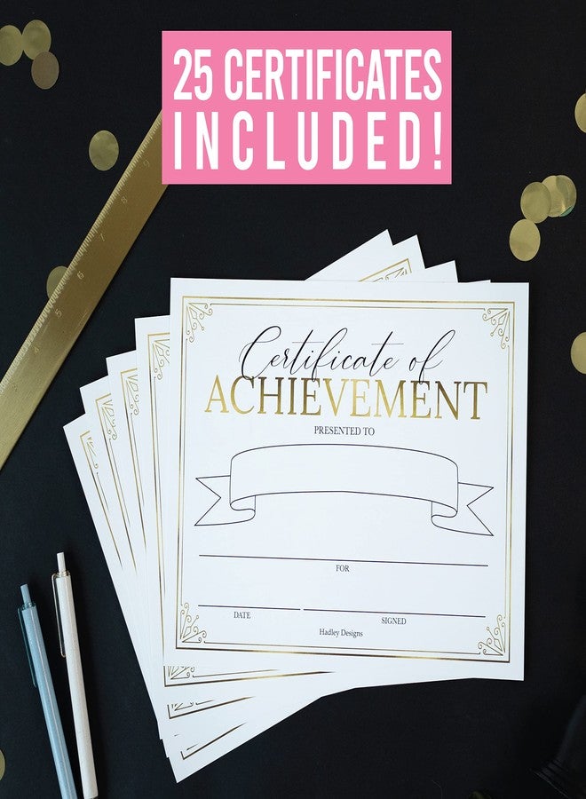 Hadley Designs Certificate of Achievement Awards -25 Bulk Award Certificates for Students & Employee of the Month, Gold Certificate Paper, Superlative Academic Excellence End of School Certificates of Completion - Image 4