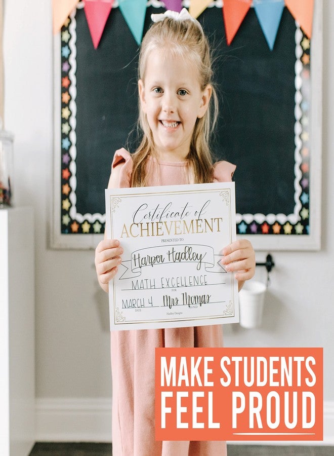 Hadley Designs Certificate of Achievement Awards -25 Bulk Award Certificates for Students & Employee of the Month, Gold Certificate Paper, Superlative Academic Excellence End of School Certificates of Completion - Image 2