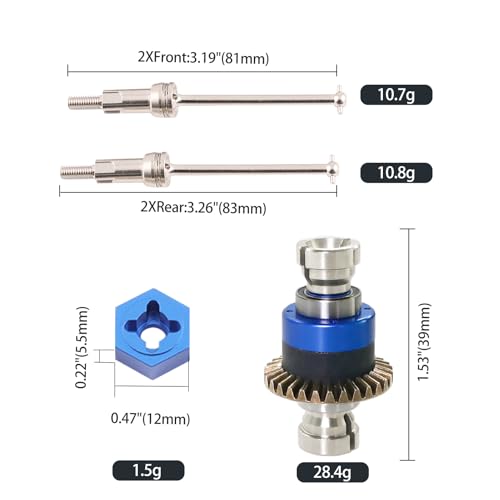 Shaluoman Assembled Differential for 118 Granite GROM 114 MojaveCVD Shaft Dogbone CVD Joint Universal Axle SetAccessories for ARRMA 118 2S Granite Granite GROM BlueSilver - Image 5
