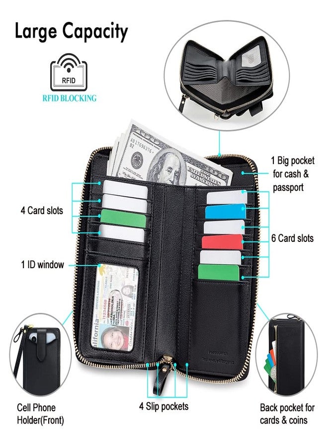 Peacocktion RFID Crossbody Wallet Purse for Women Small Travel Cell Phone Purses Trendy Vegan Leather Bags with Card Slots Black - Image 2