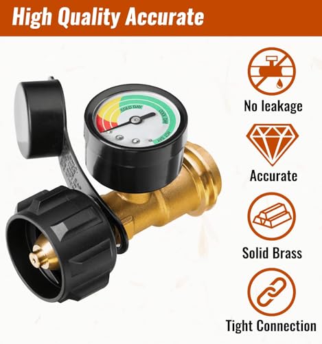 CALPOSE Propane Tank Gauge, 3 Colors Coded Universal for Cylinder, Grill, Heater, RV Camper and More, 5-40 Pound LP Tank Gas Level Indicator, QCC1 / Type 1 Connection - Image 5