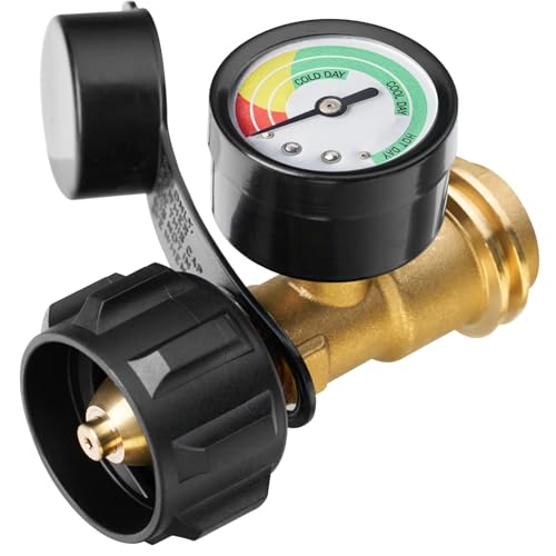 CALPOSE Propane Tank Gauge, 3 Colors Coded Universal for Cylinder, Grill, Heater, RV Camper and More, 5-40 Pound LP Tank Gas Level Indicator, QCC1 / Type 1 Connection - Image 1