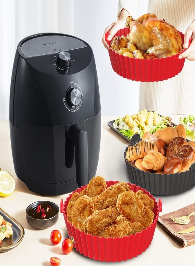 Trifecta Silicone Air Fryer Liner 2 Pcs Round 9 inch Baking Parchment Air Fryer Silicone Pot Bowl Baskets Replacement for Parchment Liner Paper 3 to 6 QT for Air Fryer Oven Accessories (Red & Black) - Image 5
