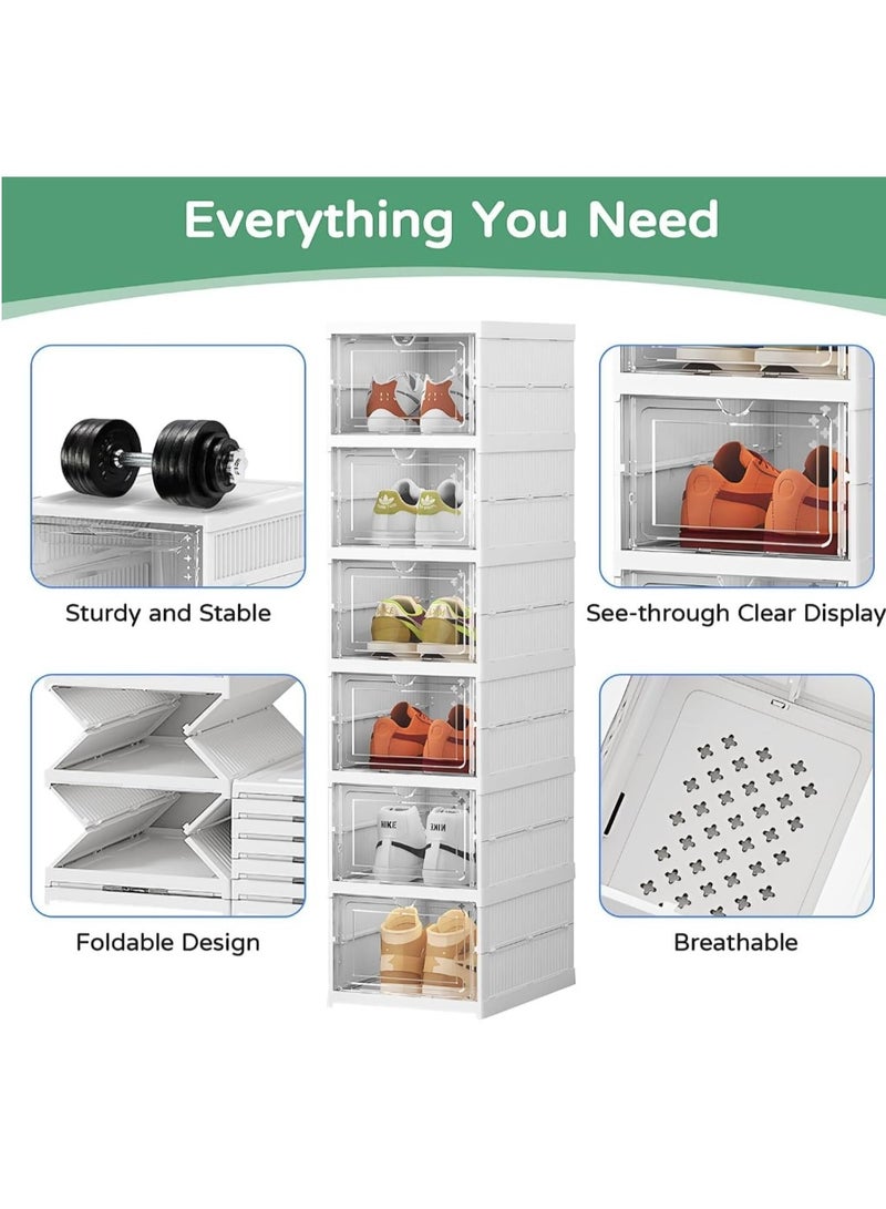 eBasket 6-Tier Shoe Rack with Clear Door Foldable Plastic Shoe Organizer - Image 1