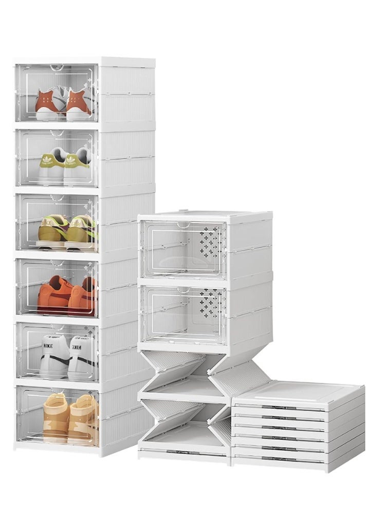 eBasket 6-Tier Shoe Rack with Clear Door Foldable Plastic Shoe Organizer - Image 3
